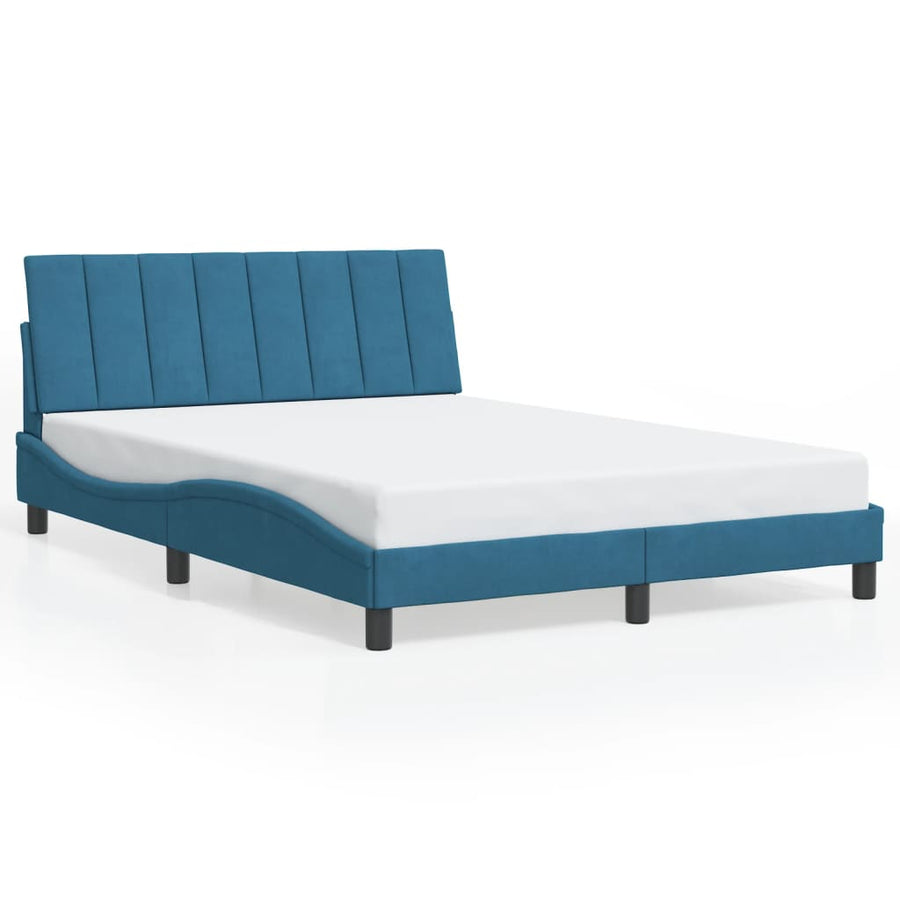 Bedframe Met Hoofdeinde Fluweel 140 x 190 cm Blauw