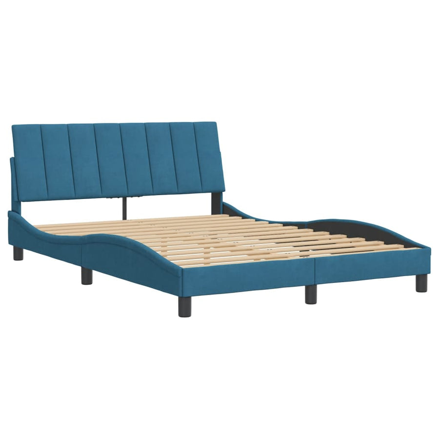 Bedframe Met Hoofdeinde Fluweel 140 x 190 cm Blauw