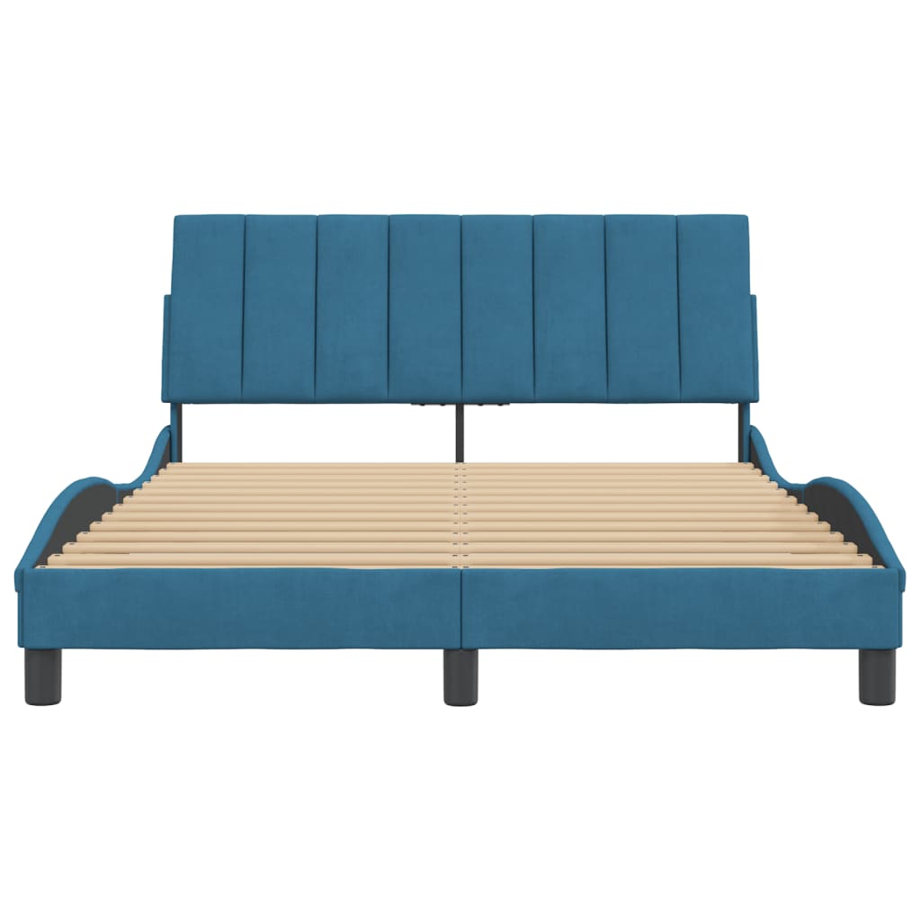 Bedframe Met Hoofdeinde Fluweel 140 x 190 cm Blauw