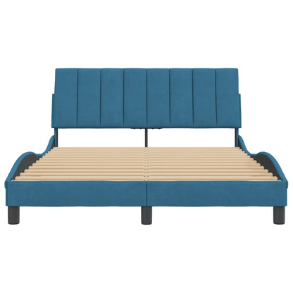 Bedframe Met Hoofdeinde Fluweel 140 x 190 cm Blauw