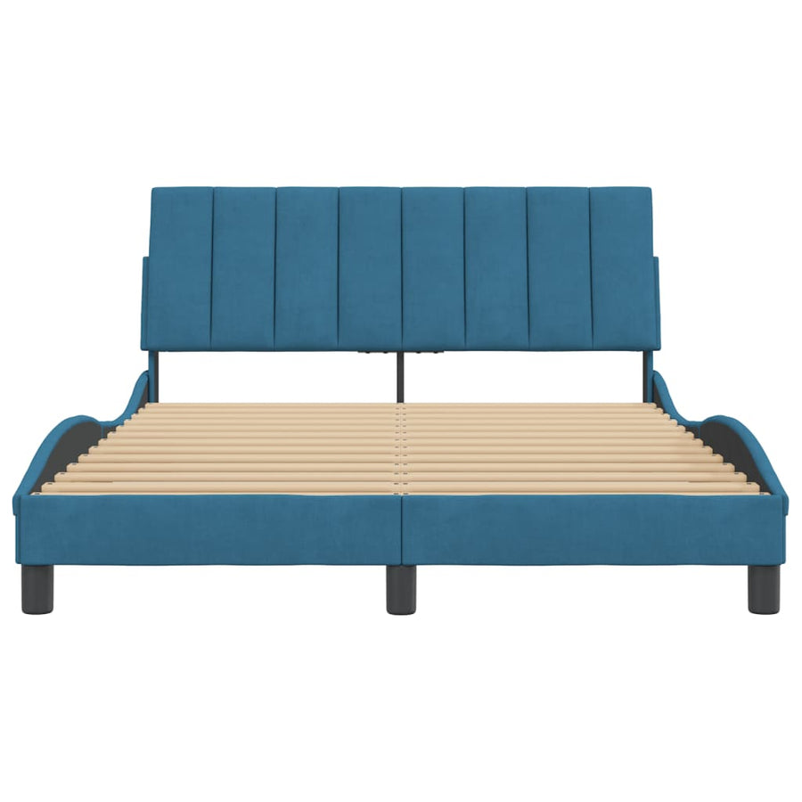 Bedframe Met Hoofdeinde Fluweel 140 x 190 cm Blauw