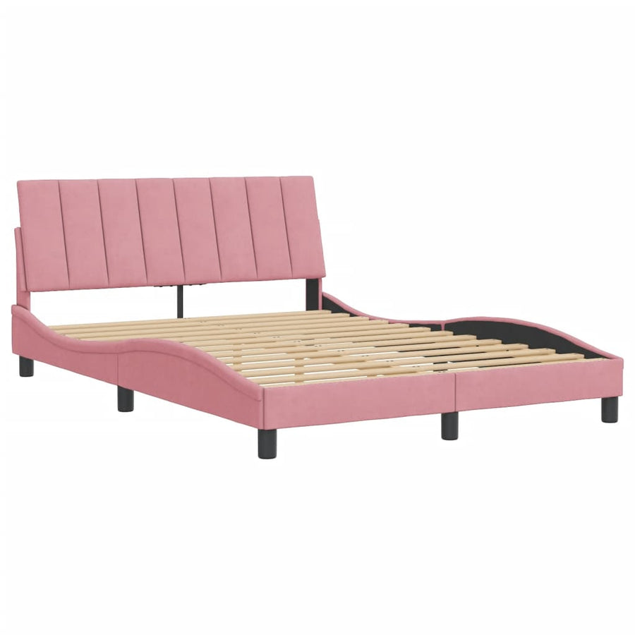 Bedframe Met Hoofdeinde Fluweel 140 x 190 cm Roze