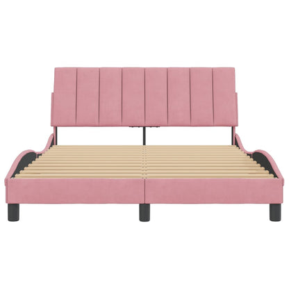 Bedframe Met Hoofdeinde Fluweel 140 x 190 cm Roze