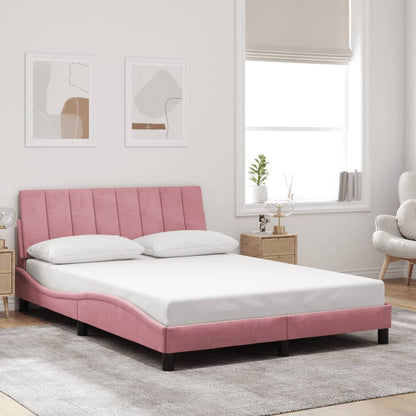 Bedframe Met Hoofdeinde Fluweel 140 x 190 cm Roze