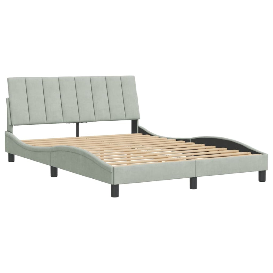 Bedframe Met Hoofdeinde Fluweel Lichtgrijs 140X200 Cm