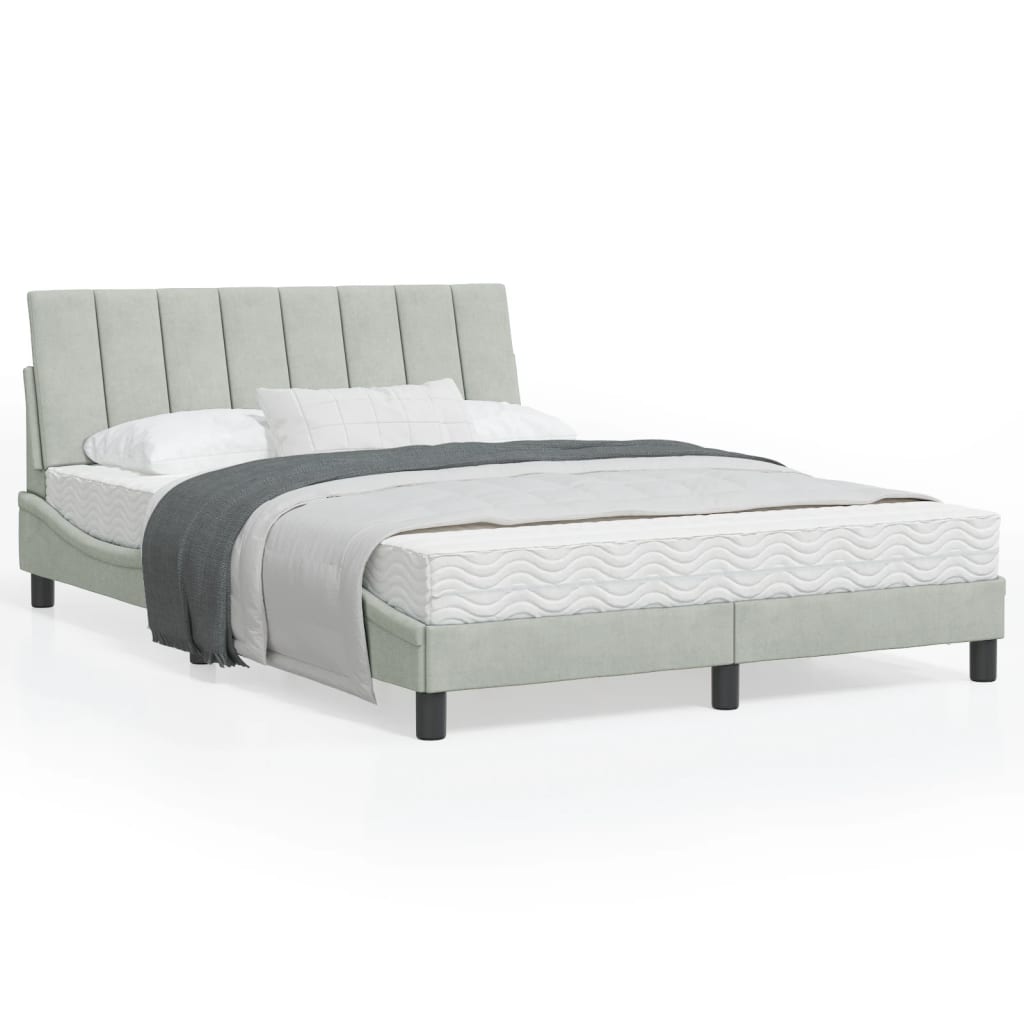 Bedframe Met Hoofdeinde Fluweel Lichtgrijs 140X200 Cm