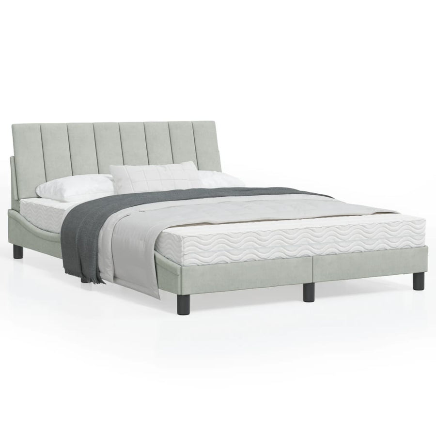 Bedframe Met Hoofdeinde Fluweel Lichtgrijs 140X200 Cm