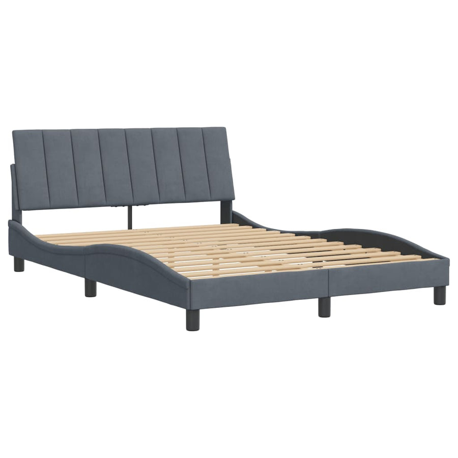 Bedframe Met Hoofdeinde Fluweel Donkergrijs 140X200 Cm