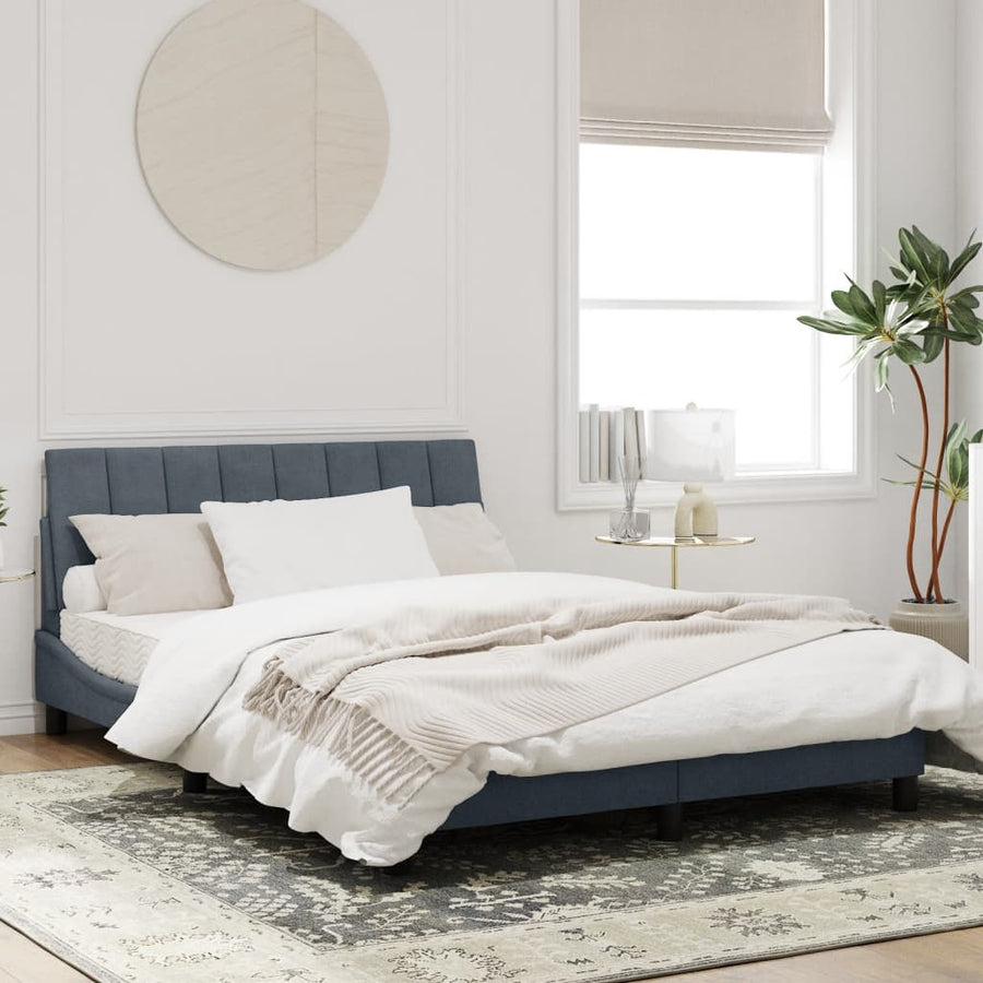 Bedframe Met Hoofdeinde Fluweel Donkergrijs 140X200 Cm