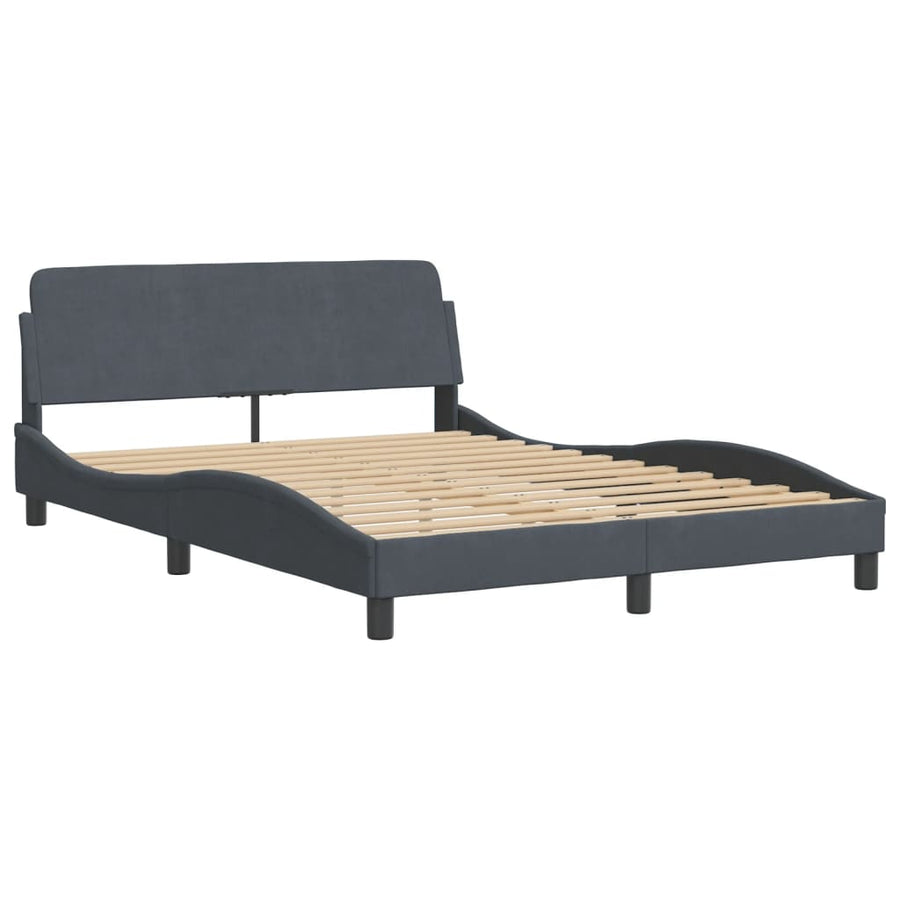 Bedframe Met Hoofdeinde Fluweel Donkergrijs 140X200 Cm