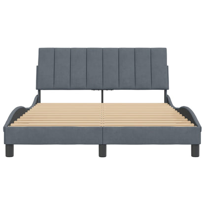 Bedframe Met Hoofdeinde Fluweel Donkergrijs 140X200 Cm