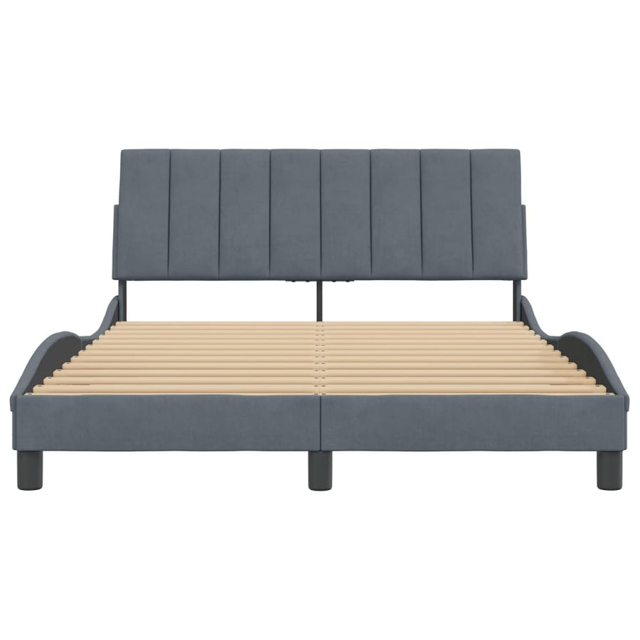 Bedframe Met Hoofdeinde Fluweel Donkergrijs 140X200 Cm