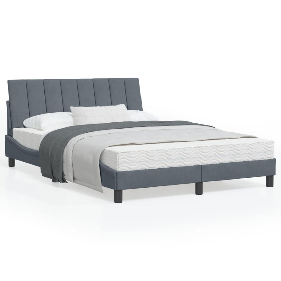 Bedframe Met Hoofdeinde Fluweel Donkergrijs 140X200 Cm