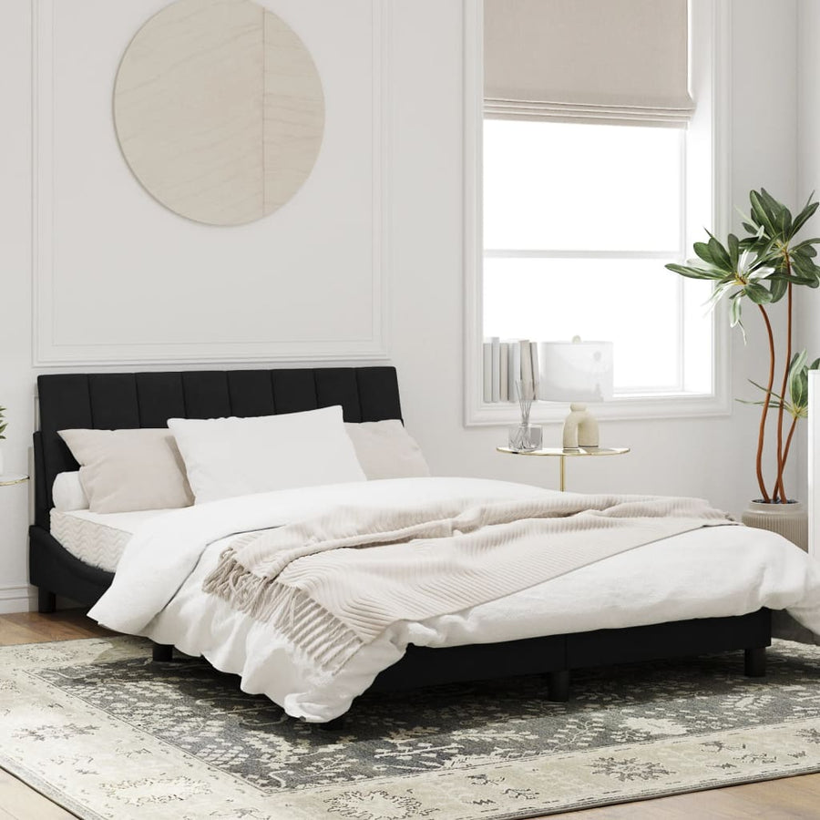 Bedframe Met Hoofdeinde Fluweel Zwart 140X200 Cm