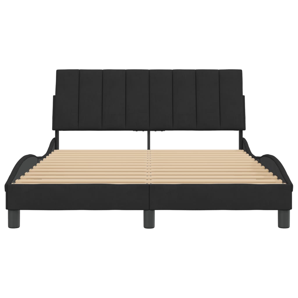 Bedframe Met Hoofdeinde Fluweel Zwart 140X200 Cm