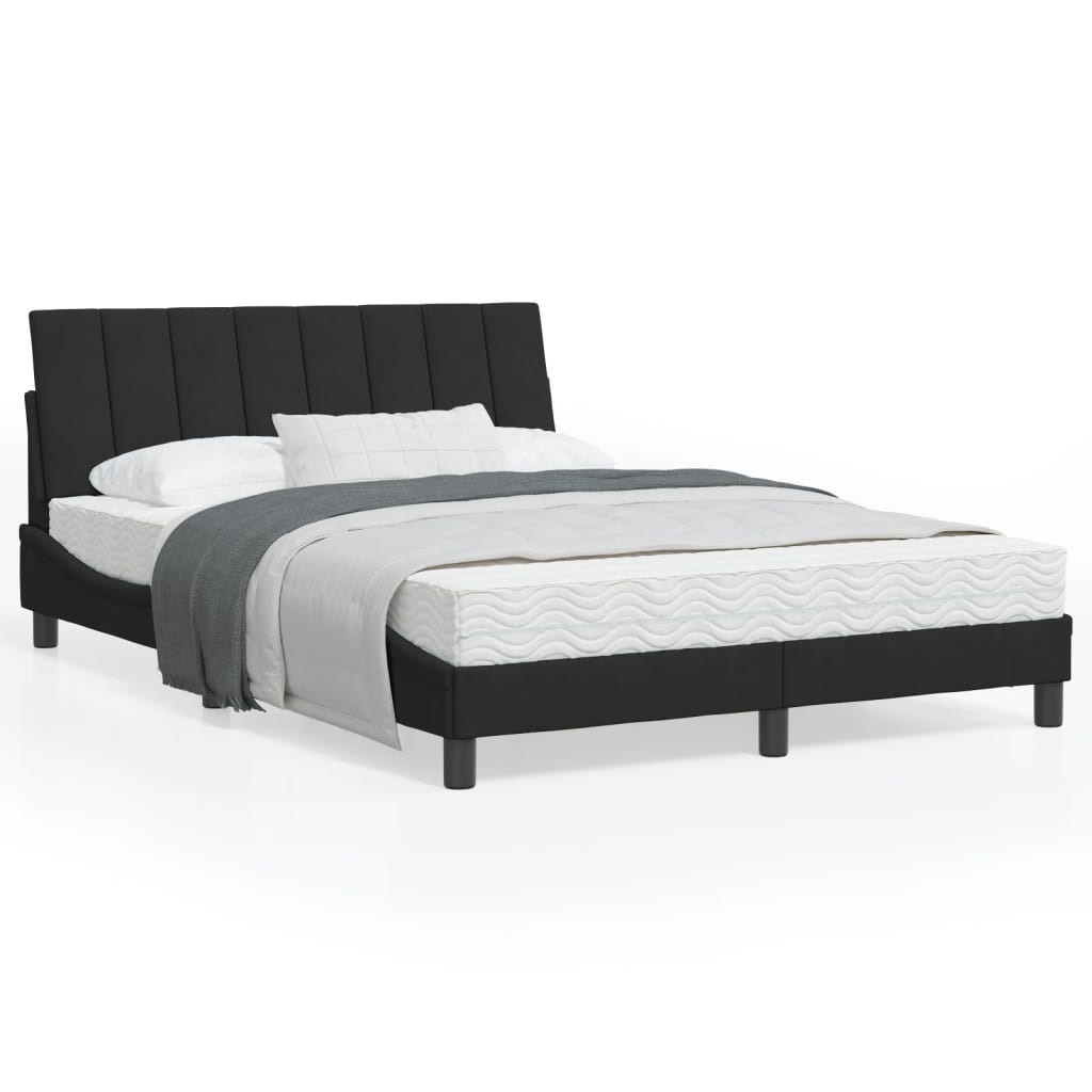 Bedframe Met Hoofdeinde Fluweel Zwart 140X200 Cm