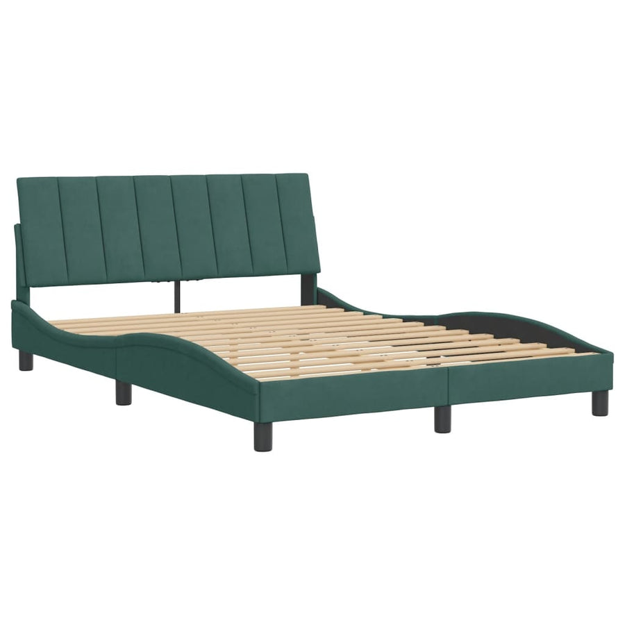 Bedframe Met Hoofdeinde Fluweel Donkergroen 140X200 Cm
