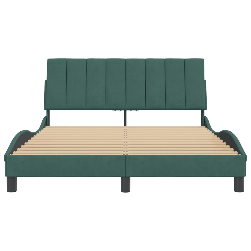 Bedframe Met Hoofdeinde Fluweel Donkergroen 140X200 Cm