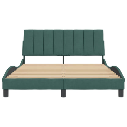 Bedframe Met Hoofdeinde Fluweel Donkergroen 140X200 Cm