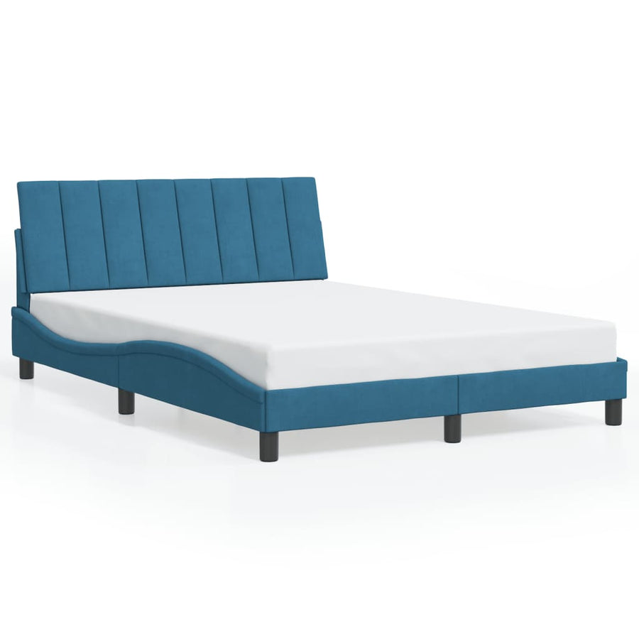 Bedframe Met Hoofdeinde Fluweel 140 x 200 cm Blauw