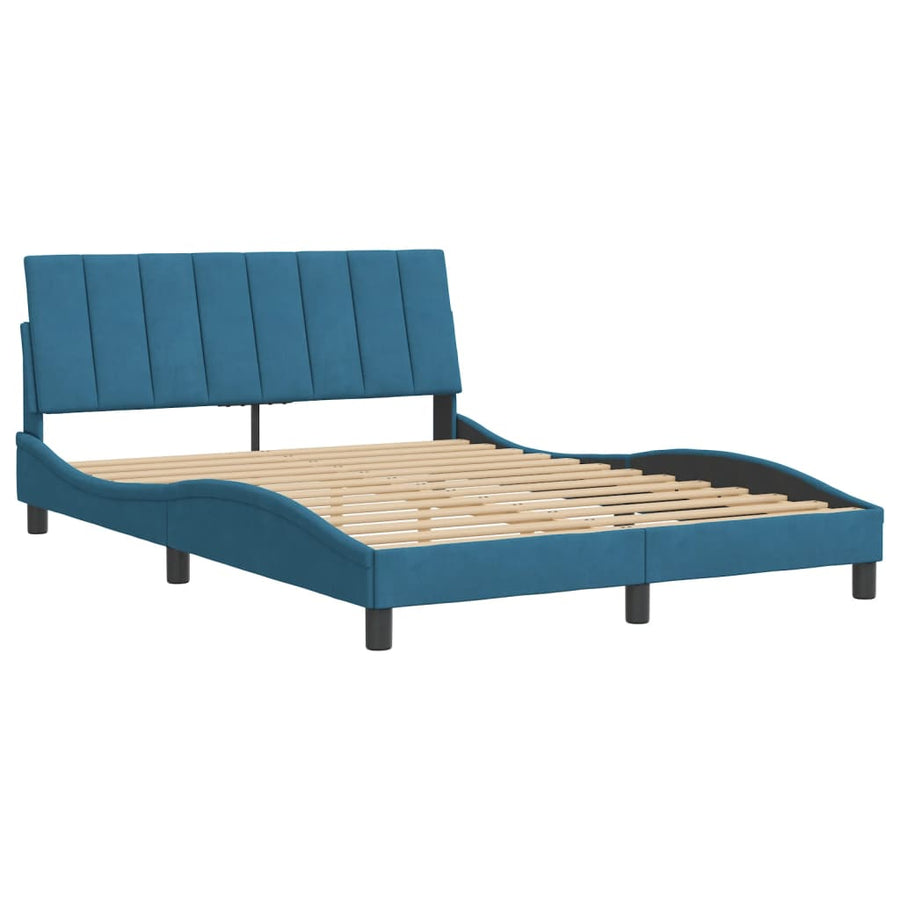 Bedframe Met Hoofdeinde Fluweel 140 x 200 cm Blauw