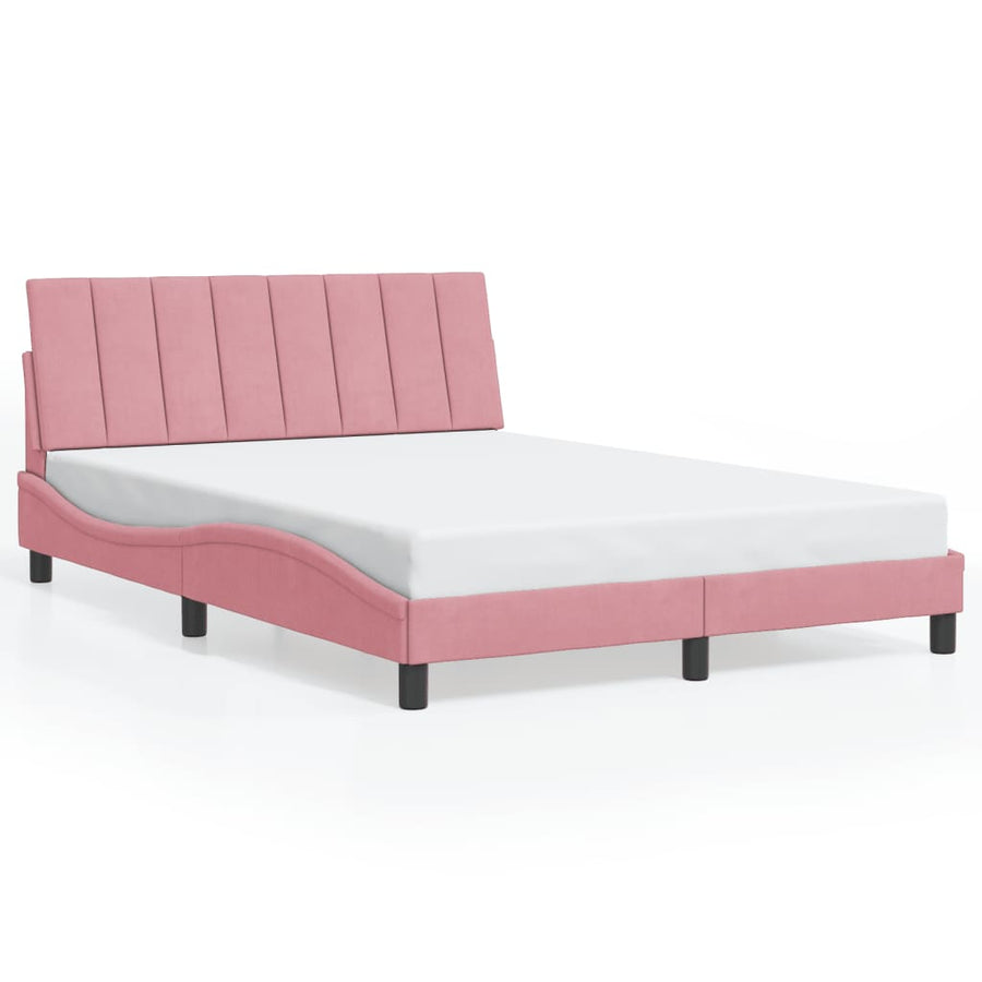 Bedframe Met Hoofdeinde Fluweel 140 x 200 cm Roze
