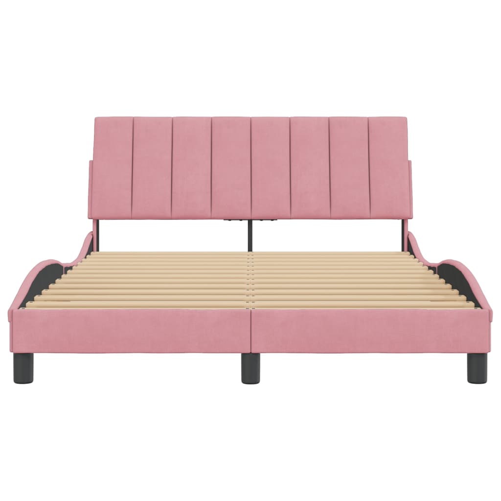 Bedframe Met Hoofdeinde Fluweel 140 x 200 cm Roze
