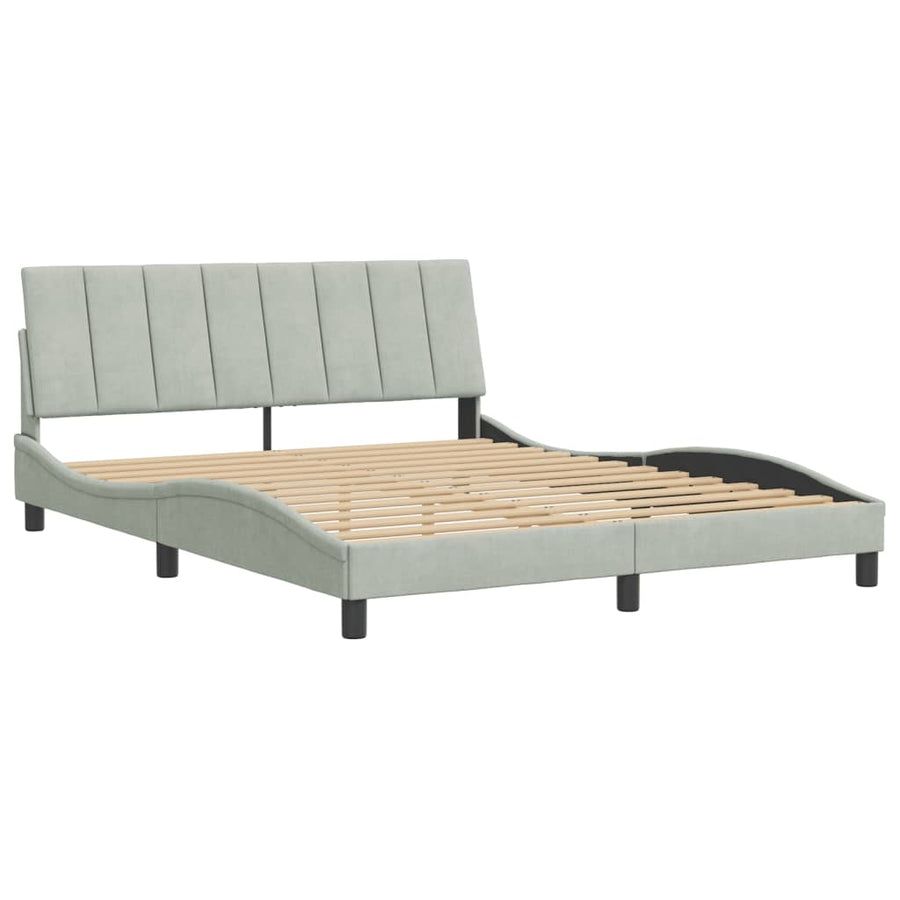 Bedframe Met Hoofdeinde Fluweel Lichtgrijs 160X200 Cm