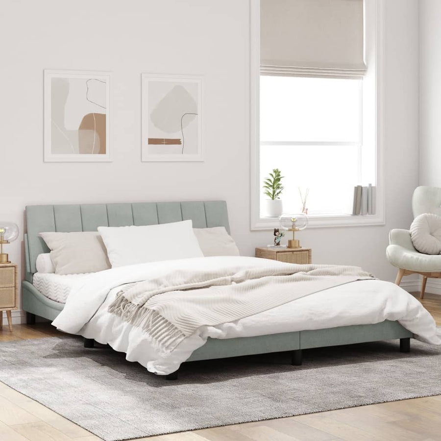 Bedframe Met Hoofdeinde Fluweel Lichtgrijs 160X200 Cm