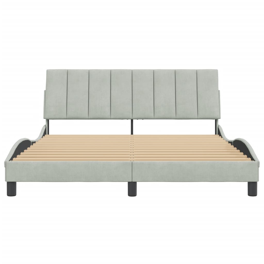 Bedframe Met Hoofdeinde Fluweel Lichtgrijs 160X200 Cm