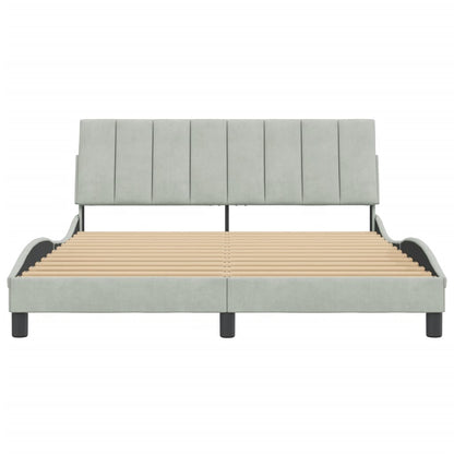 Bedframe Met Hoofdeinde Fluweel Lichtgrijs 160X200 Cm
