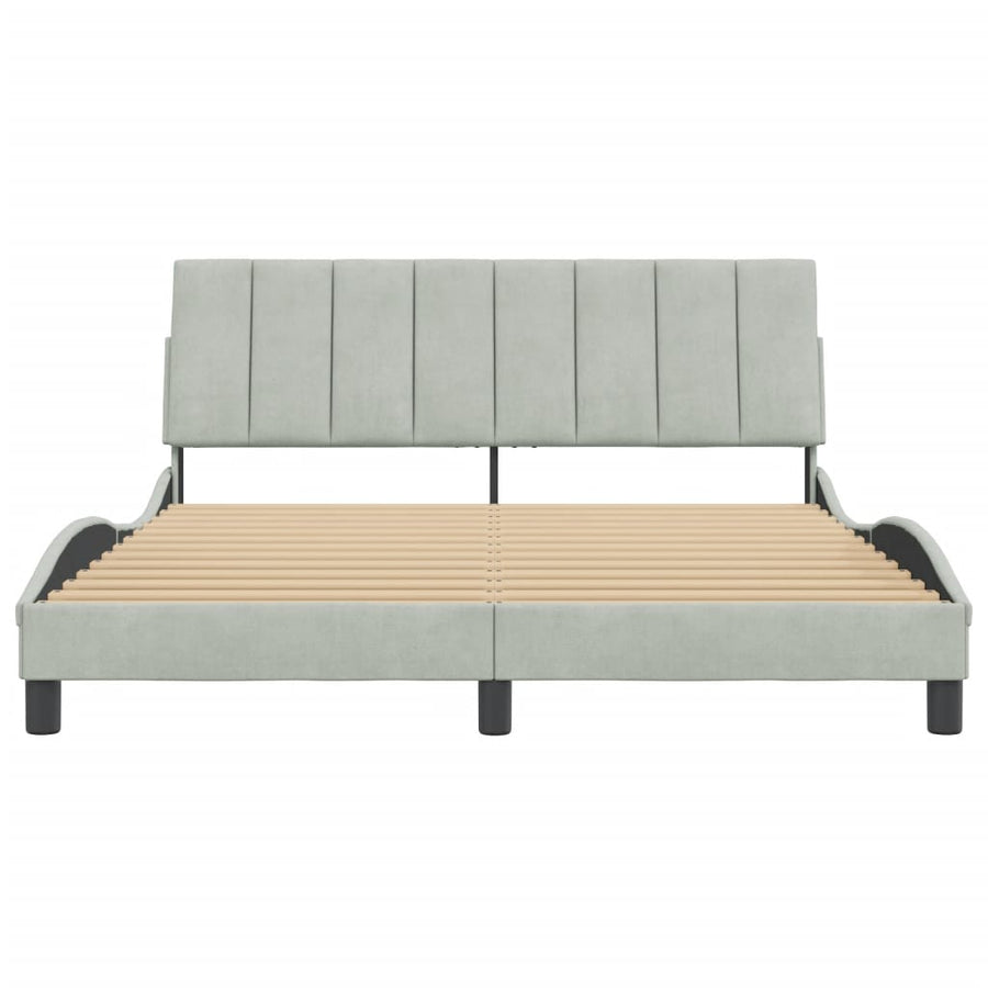 Bedframe Met Hoofdeinde Fluweel Lichtgrijs 160X200 Cm