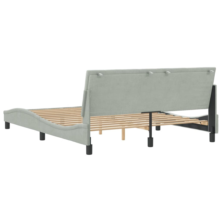 Bedframe Met Hoofdeinde Fluweel Lichtgrijs 160X200 Cm