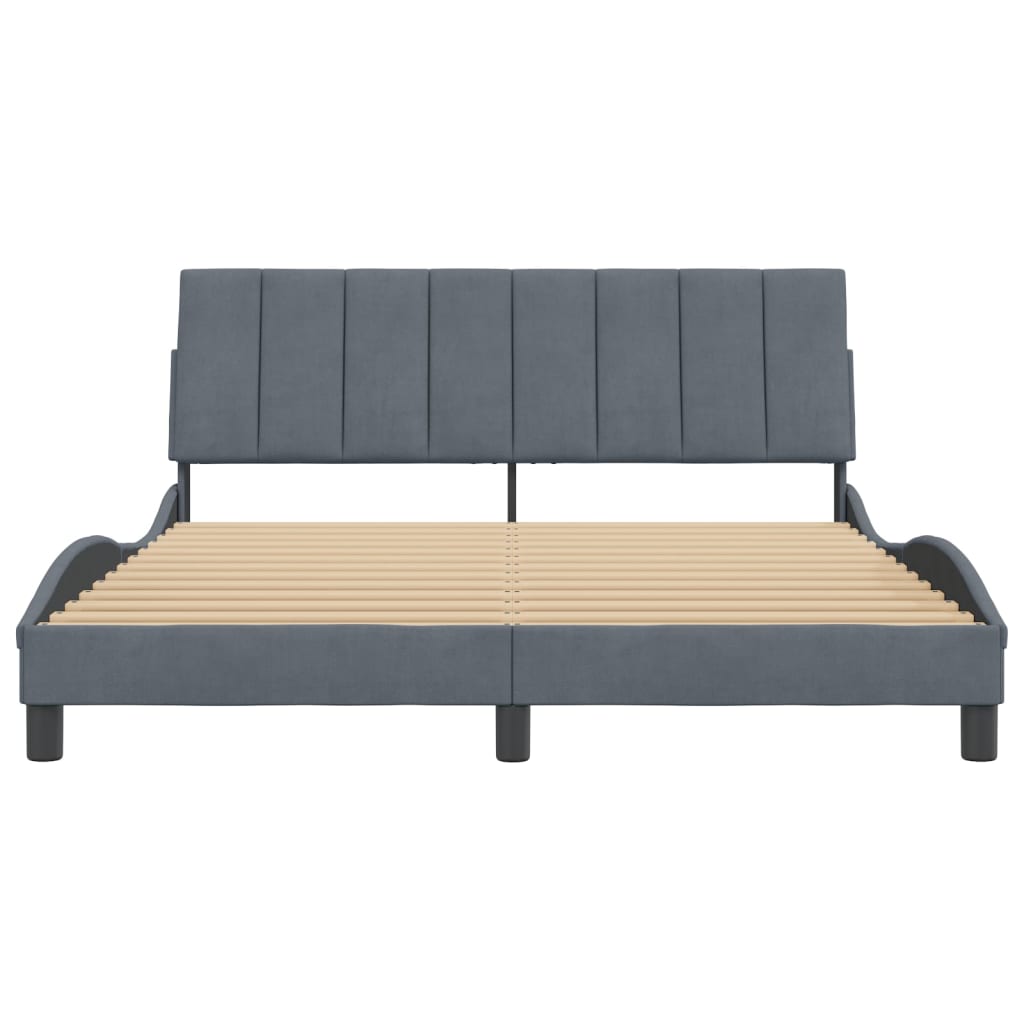 Bedframe Met Hoofdeinde Fluweel Donkergrijs 160X200 Cm