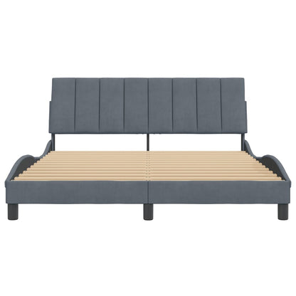 Bedframe Met Hoofdeinde Fluweel Donkergrijs 160X200 Cm