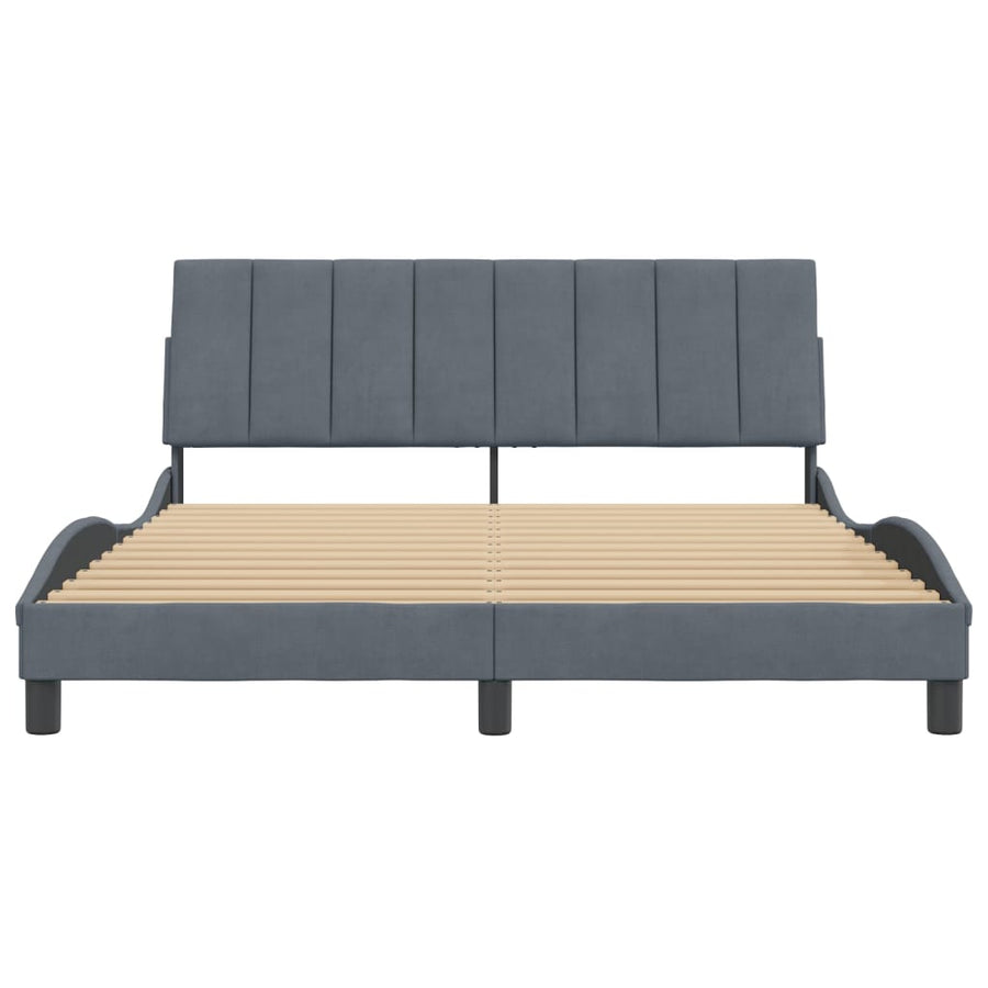 Bedframe Met Hoofdeinde Fluweel Donkergrijs 160X200 Cm