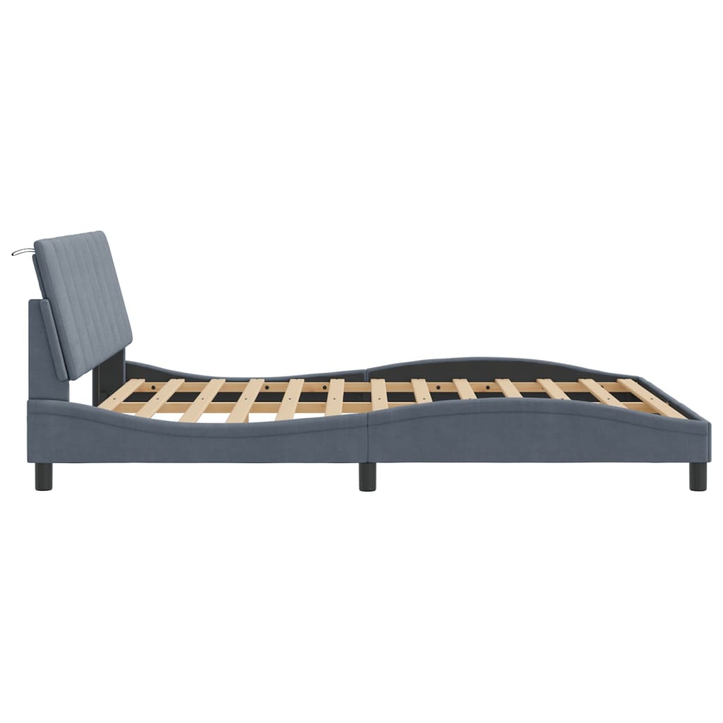 Bedframe Met Hoofdeinde Fluweel Donkergrijs 160X200 Cm