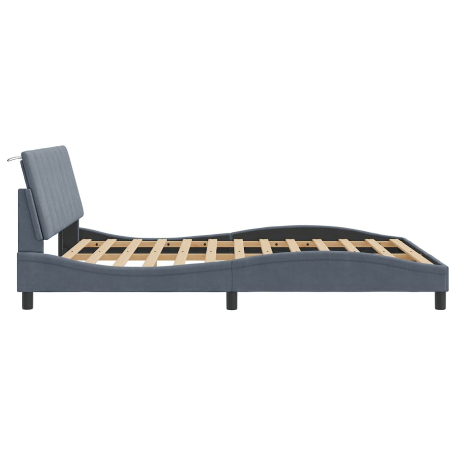 Bedframe Met Hoofdeinde Fluweel Donkergrijs 160X200 Cm