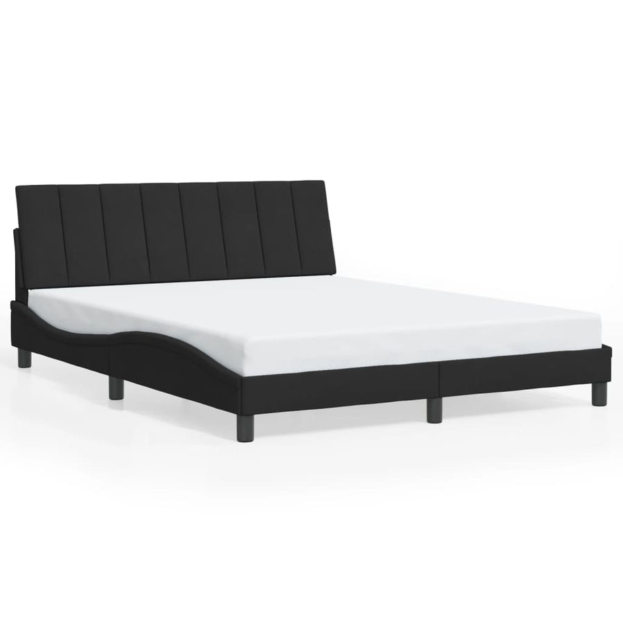 Bedframe Zonder Matras Fluweel 160 x 200 cm Zwart