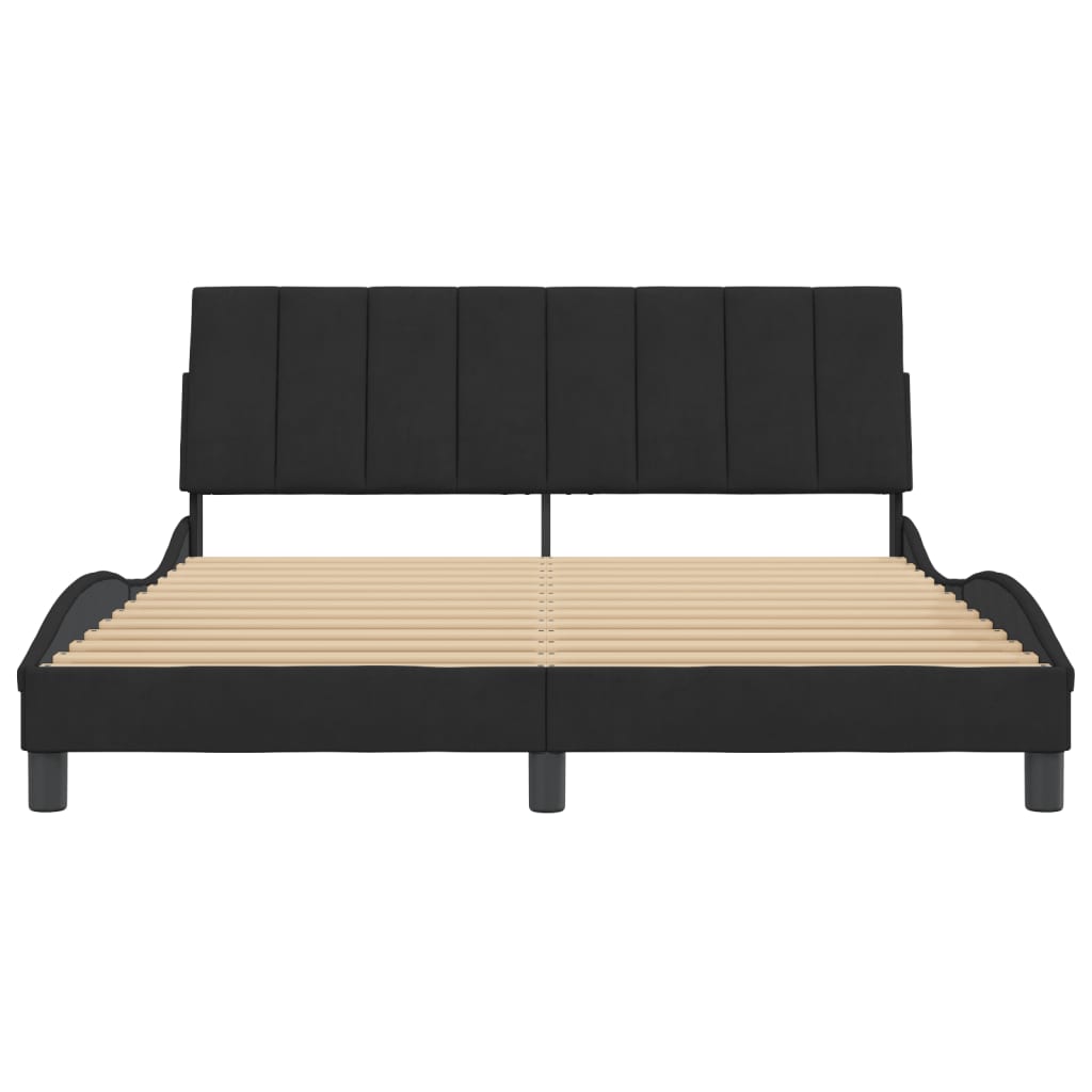 Bedframe Zonder Matras Fluweel 160 x 200 cm Zwart