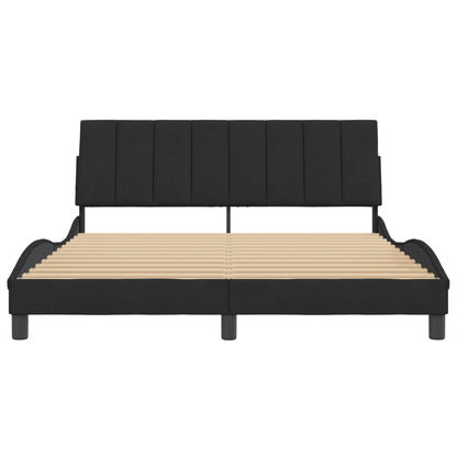 Bedframe Zonder Matras Fluweel 160 x 200 cm Zwart