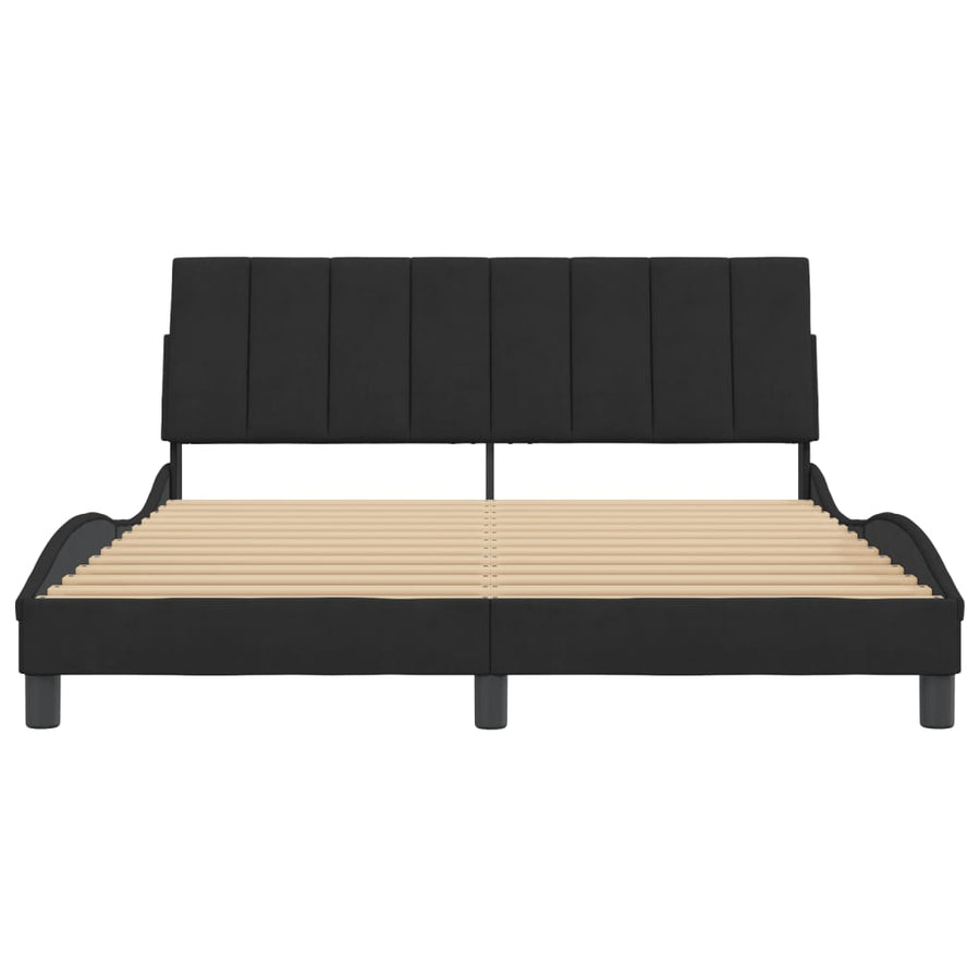 Bedframe Zonder Matras Fluweel 160 x 200 cm Zwart
