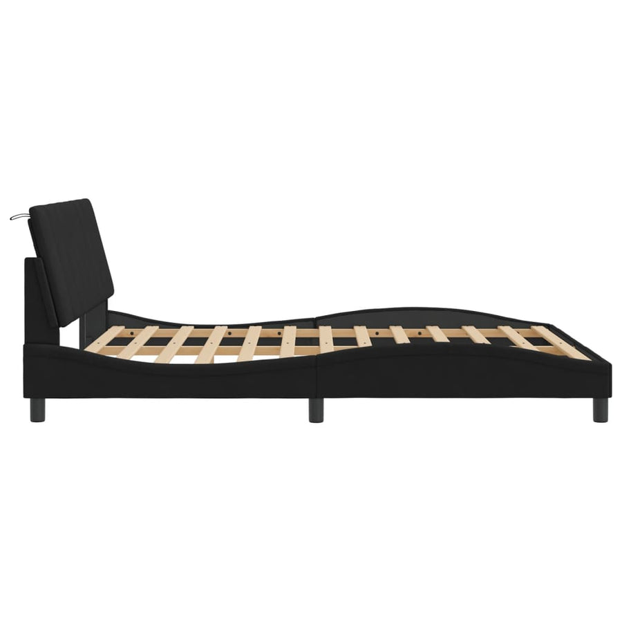 Bedframe Zonder Matras Fluweel 160 x 200 cm Zwart