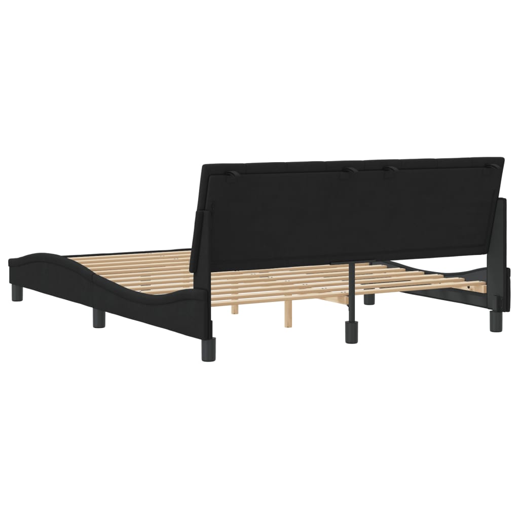 Bedframe Zonder Matras Fluweel 160 x 200 cm Zwart