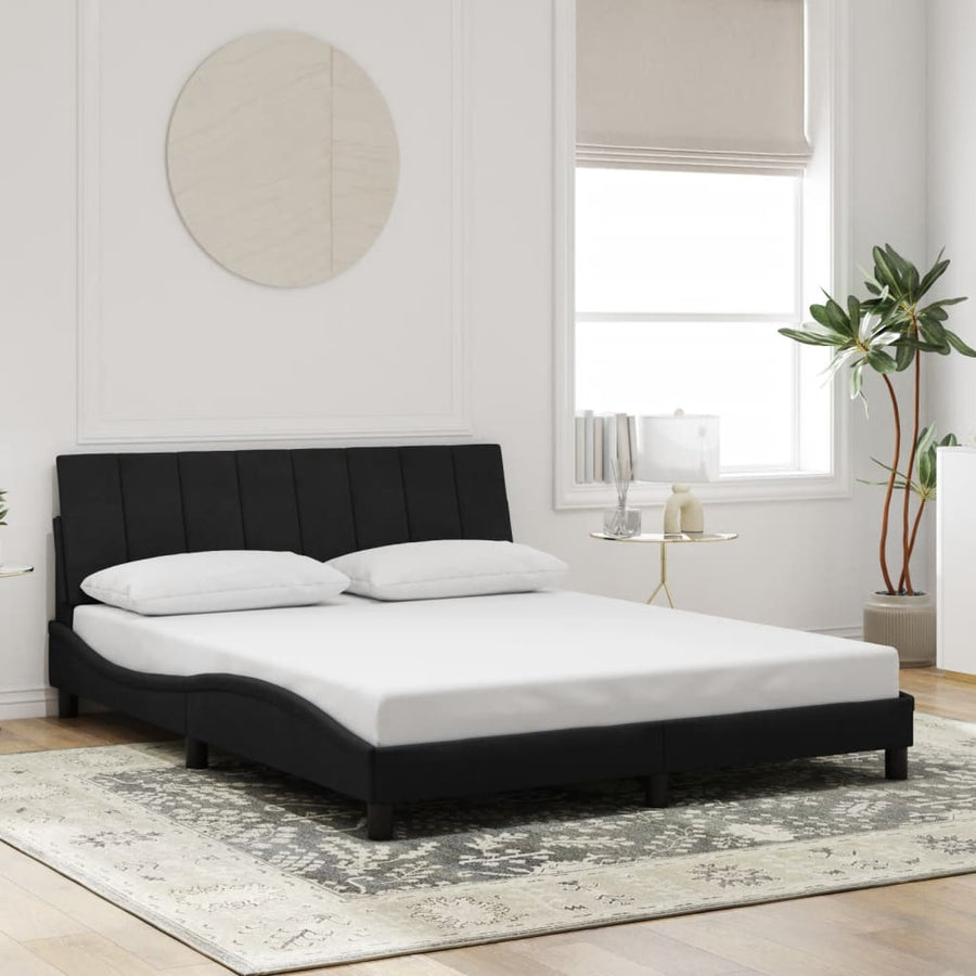 Bedframe Zonder Matras Fluweel 160 x 200 cm Zwart