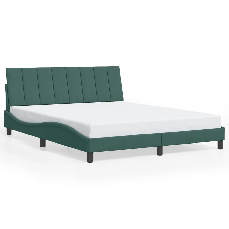 Bedframe Met Hoofdeinde Fluweel 160 x 200 cm Donkergroen