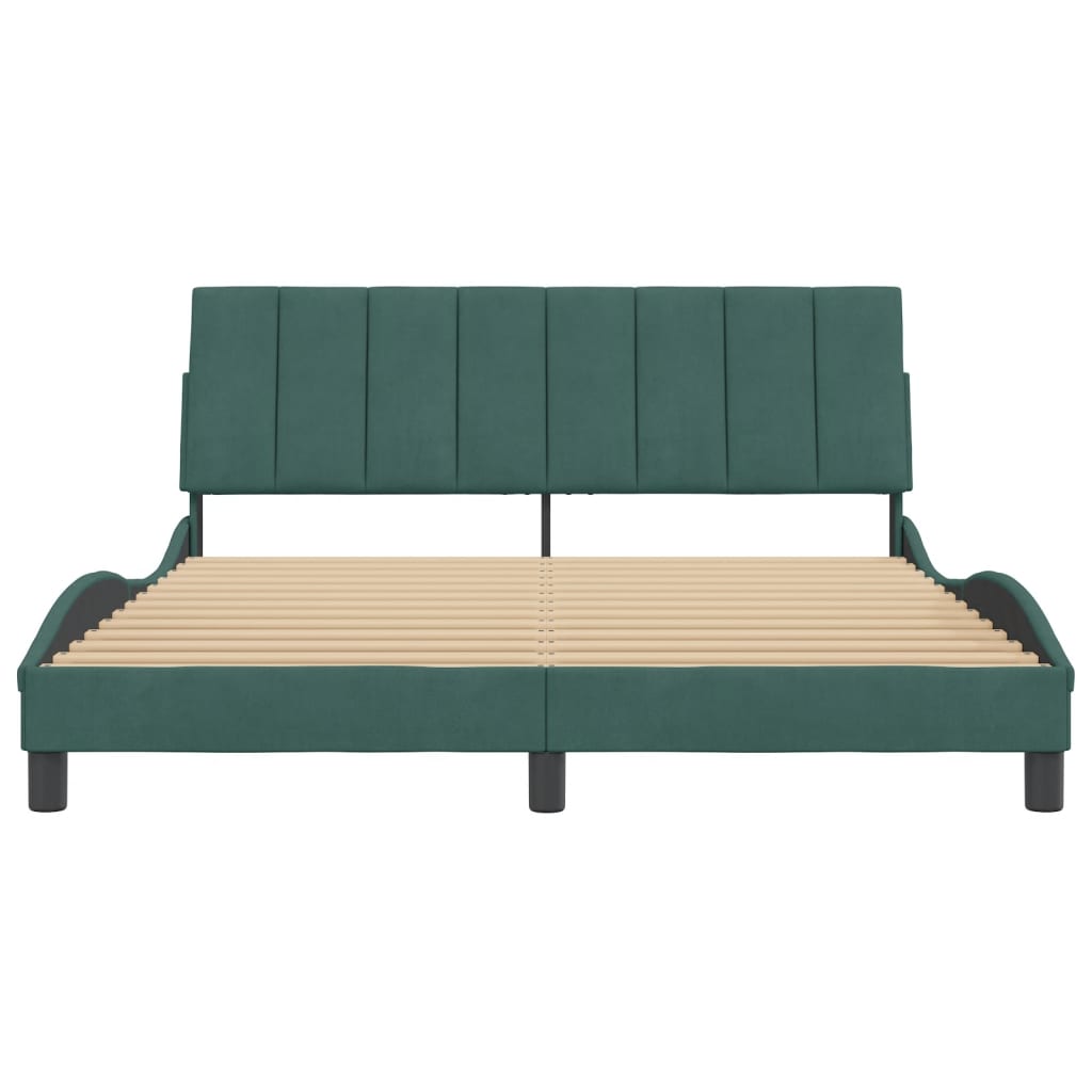Bedframe Met Hoofdeinde Fluweel 160 x 200 cm Donkergroen