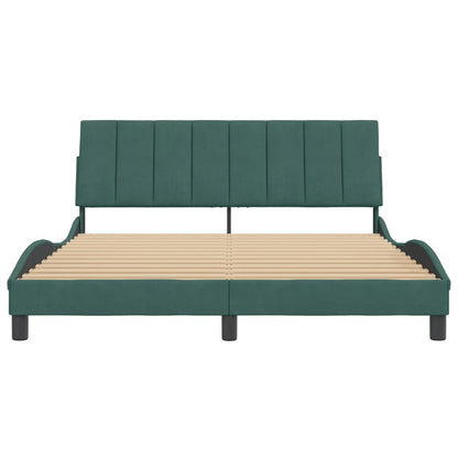 Bedframe Met Hoofdeinde Fluweel 160 x 200 cm Donkergroen