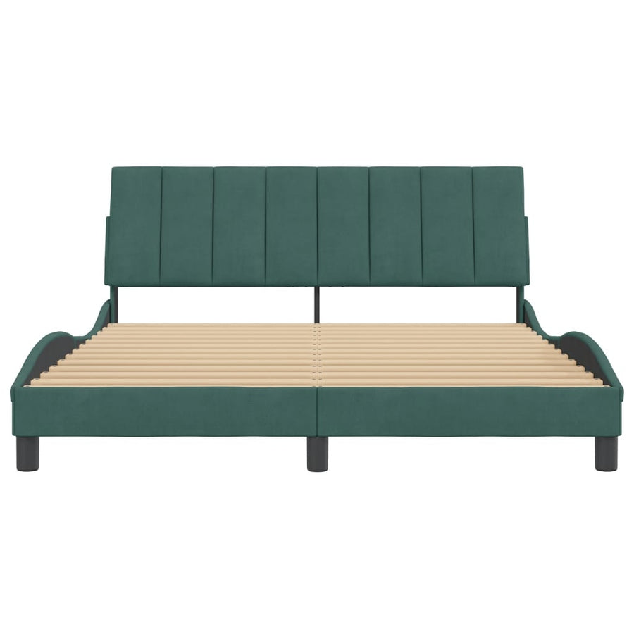 Bedframe Met Hoofdeinde Fluweel 160 x 200 cm Donkergroen