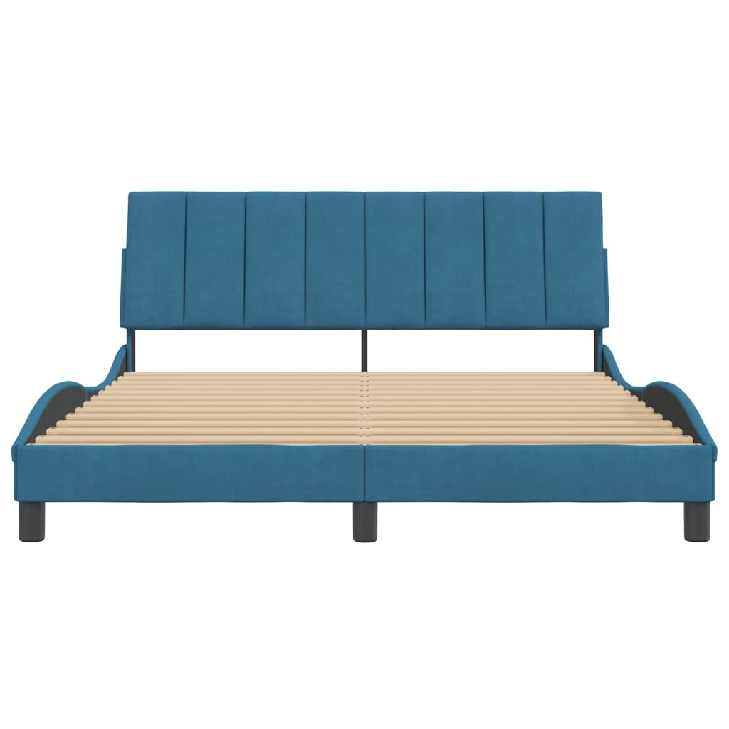 Bedframe Met Hoofdeinde Fluweel 160 x 200 cm Blauw